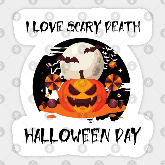 i love scary death halloween day - pumpkin and bats Sticker by OrionBlue